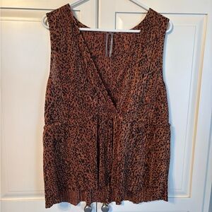 Anthropologie Tan and Black V-Neck Tank Top